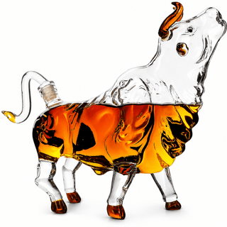 Charging Bull Heads Up Animal Liquor Decanter Made For Bourbon Whiskey Scotch Rum Or - Boutique Bella BellaJars & Canisters