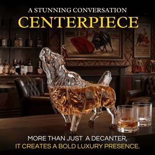 Charging Bull Heads Up Animal Liquor Decanter Made For Bourbon Whiskey Scotch Rum Or - Boutique Bella BellaJars & Canisters