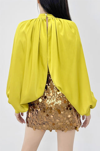 Chartreuse Dream Bow Blouse - Boutique Bella BellaBlouse