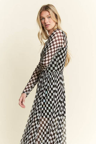 CHECKER PRINT MAXI DRESS - Boutique Bella BellaDress