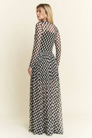 CHECKER PRINT MAXI DRESS - Boutique Bella BellaDress
