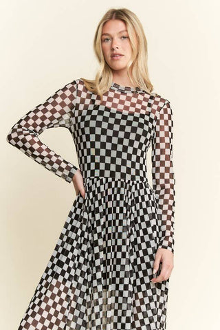 CHECKER PRINT MAXI DRESS - Boutique Bella BellaDress