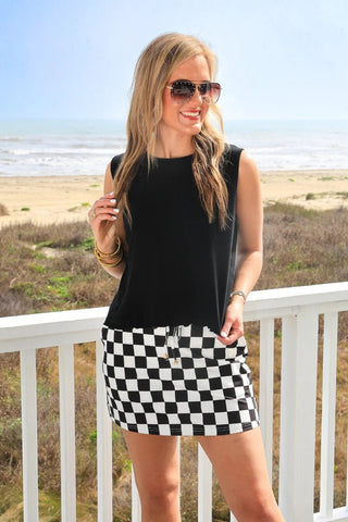 Checkerboard Checkered Skort - Black - Boutique Bella BellaSkort