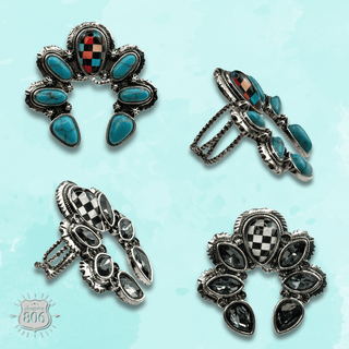 Checkerboard naja style adjustable ring - Boutique Bella BellaRings