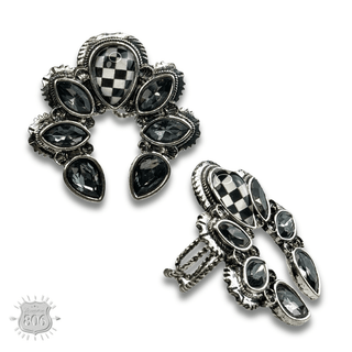 Checkerboard naja style adjustable ring - Boutique Bella BellaRings