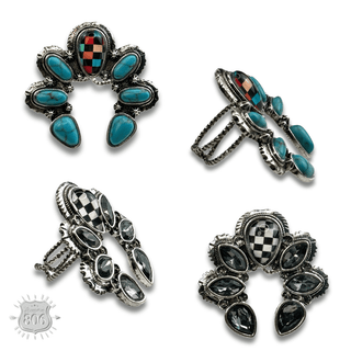 Checkerboard naja style adjustable ring - Boutique Bella BellaRings