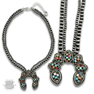 Checkerboard naja style necklace - Boutique Bella BellaNecklaces