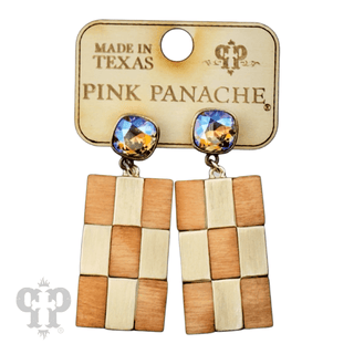 Checkerboard pattern dangle earring with Austrian crystal - LC - Boutique Bella BellaEarrings