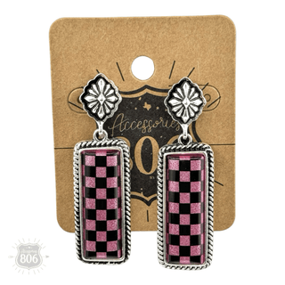 Checkerboard print dangle earrings - Boutique Bella BellaEarrings