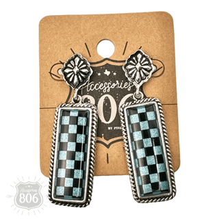 Checkerboard print dangle earrings - Boutique Bella BellaEarrings
