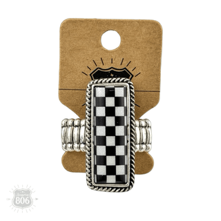 Checkerboard print stretch ring - Boutique Bella BellaRings
