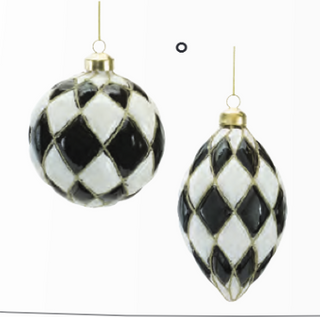 Black & White Checkerboard Ornaments 5"