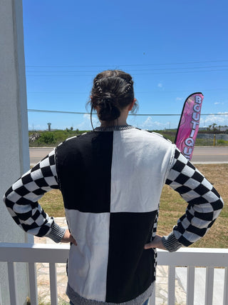 Checkmate Chic Cardigan - Boutique Bella BellaSweater