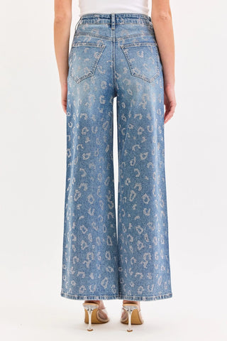 Cheetah Bling Wide Leg Jeans - Boutique Bella BellaJEANS