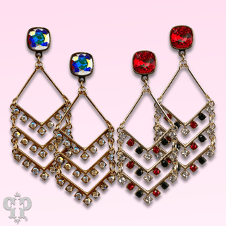 Chevron shape rhinestone earring with Austrian crystal - Boutique Bella BellaEarrings