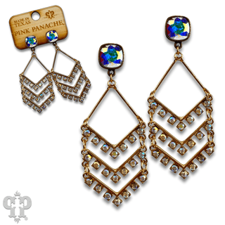Chevron shape rhinestone earring with Austrian crystal - Boutique Bella BellaEarrings
