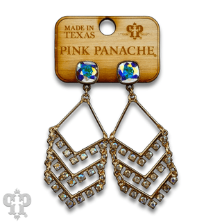 Chevron shape rhinestone earring with Austrian crystal - Boutique Bella BellaEarrings
