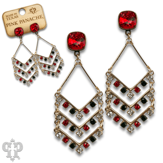 Chevron shape rhinestone earring with Austrian crystal - Boutique Bella BellaEarrings