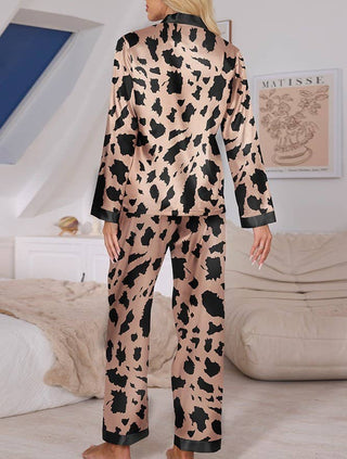 Chic Animal Print Long - Sleeved Trousers Pajama Set - Boutique Bella Bellapajama set
