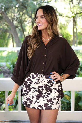 Chocolate Sloane Button Up Top - Boutique Bella BellaBlouse