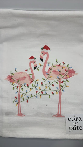 Christmas Flamingos Kitchen Towels - Boutique Bella Bellakitchen towel