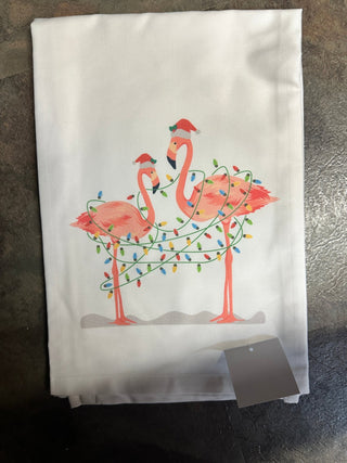 Christmas Flamingos Tea Towel - Boutique Bella BellaTea Towel