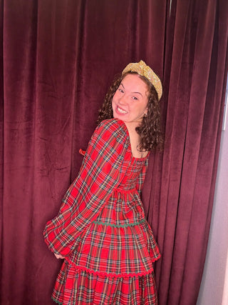 Christmas Plaid Long Sleeve Dress - Boutique Bella BellaDress