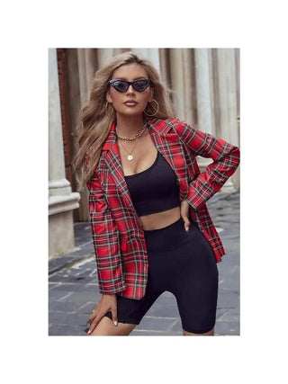 Christmas Red Plaid Blazer - Boutique Bella BellaBlazers