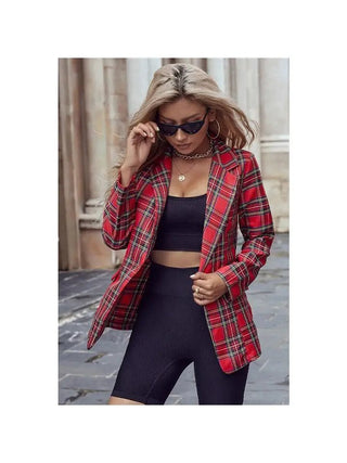 Christmas Red Plaid Blazer - Boutique Bella BellaBlazers