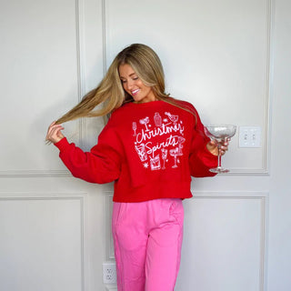 Christmas Spirits Crop Sweatshirt - Boutique Bella BellaSweatshirt