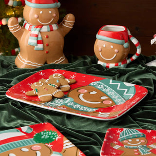 Christmas Whimsy Gingerbread Rectangular Platter 14in X 10in - Boutique Bella BellaPlater