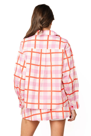 QOS Pink & Red Plaid Cotton Skirt