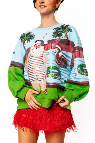 QOS Multi Santa at the Pool Sweatshirt