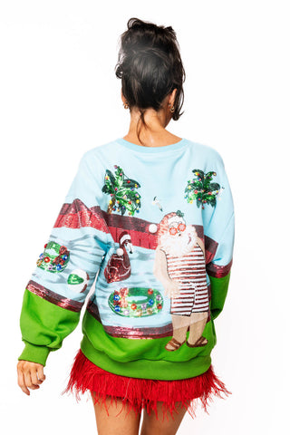 QOS Multi Santa at the Pool Sweatshirt