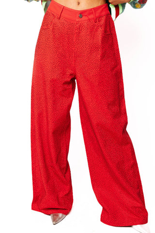 QOS Red Rhinestone Jean