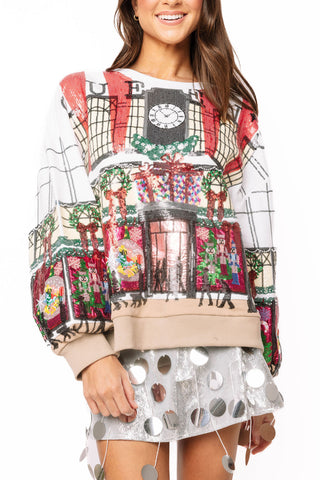 QOS Multi Store at Christmas Time Window Display Sweatshirt