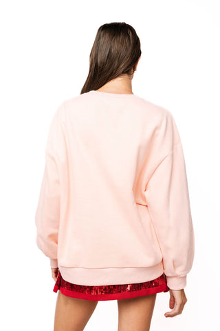 QOS Pink Pelican in Santa Hat Sweatshirt