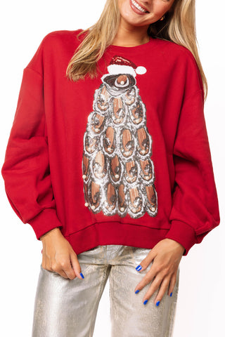 QOS Red Oyster Christmas Tree Sweatshirt
