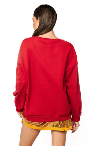 QOS Red Nutcracker in Denim Suit Sweatshirt