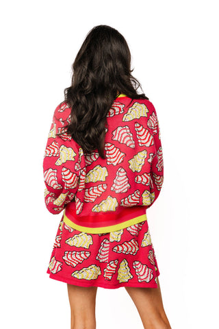 QOS Hot Pink Christmas Cookie Cardigan
