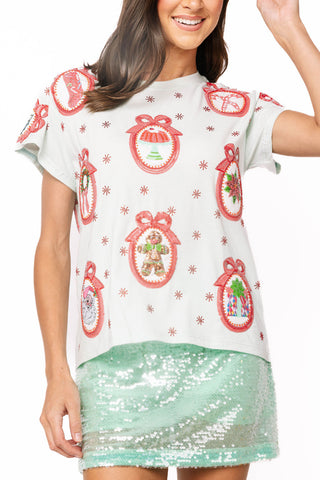 QOS Light Blue Christmas Wallpaper Tee