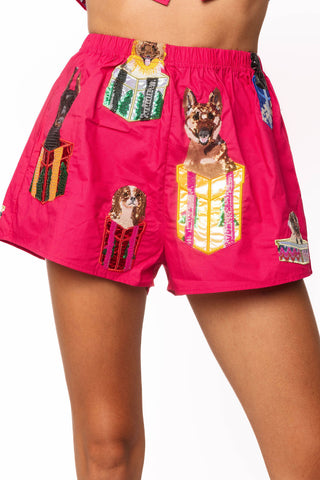 QOS Hot Pink Cotton Dogs in Present Boxes Shorts