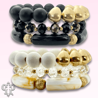 Chunky bead and gold mix bracelet set - Boutique Bella BellaBracelets
