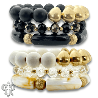 Chunky bead and gold mix bracelet set - Boutique Bella BellaBracelets