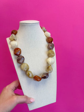 Chunky Beaded Necklace - Brown - Boutique Bella BellaNecklaces