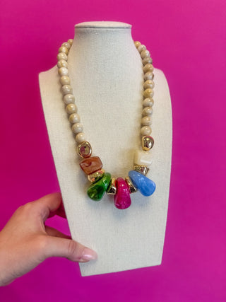 Chunky Statement Beaded Necklace - Boutique Bella BellaNecklaces