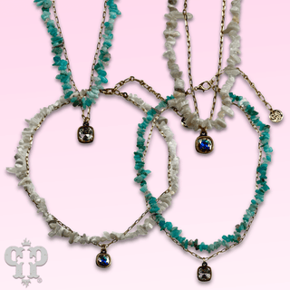 Chunky stone chip necklace with Austrian crystal - Boutique Bella BellaNecklaces