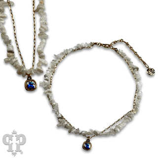 Chunky stone chip necklace with Austrian crystal - Boutique Bella BellaNecklaces