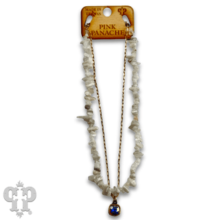 Chunky stone chip necklace with Austrian crystal - Boutique Bella BellaNecklaces