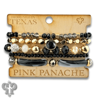 Chunky variety bead bracelet set with Austrian crystal charm - Boutique Bella BellaBracelets